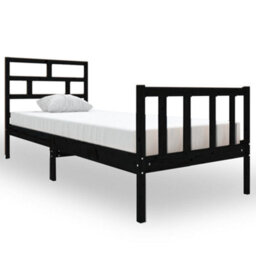 Berkfield Bed Frame Black Solid Wood Pine 75X190 Cm 2Ft6 Small Single - thumbnail 2