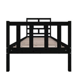 Berkfield Bed Frame Black Solid Wood Pine 75X190 Cm 2Ft6 Small Single - thumbnail 4