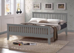 Save On Goods UK 5Ft King Size Grey Colour Finish Shaker Wood Wooden Bed Frame Bedstead High Foot End - thumbnail 1