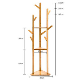 Living And Home Brown 3 Tier Wooden Coat Rack Clothes Stand Hat Handbag Hanger 165Cm(H) - thumbnail 8