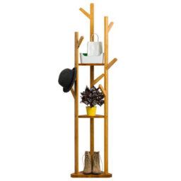 Living And Home Brown 3 Tier Wooden Coat Rack Clothes Stand Hat Handbag Hanger 165Cm(H) - thumbnail 3