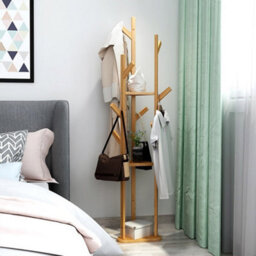 Living And Home Brown 3 Tier Wooden Coat Rack Clothes Stand Hat Handbag Hanger 165Cm(H) - thumbnail 4