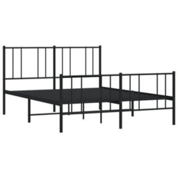 Berkfield Metal Bed Frame With Headboard And Footboard Black 140X190 Cm - thumbnail 5