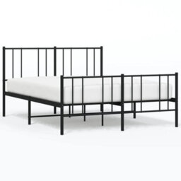 Berkfield Metal Bed Frame With Headboard And Footboard Black 140X190 Cm - thumbnail 2