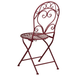 Beliani Burgundy Metal Outdoor Dining Chairs Set Of 2 With Powder-Coated Scrollwork Backrests - thumbnail 5