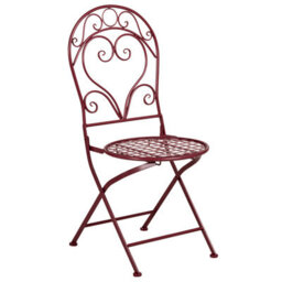 Beliani Burgundy Metal Outdoor Dining Chairs Set Of 2 With Powder-Coated Scrollwork Backrests - thumbnail 4