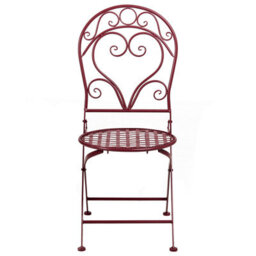 Beliani Burgundy Metal Outdoor Dining Chairs Set Of 2 With Powder-Coated Scrollwork Backrests - thumbnail 2