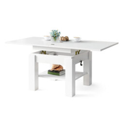 Heze Furniture Clara 2 In 1 Extending Coffee / Dining Table 75-150Cm - White - thumbnail 9