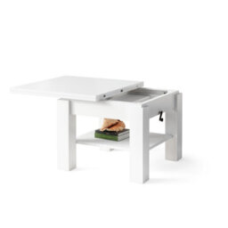 Heze Furniture Clara 2 In 1 Extending Coffee / Dining Table 75-150Cm - White - thumbnail 7