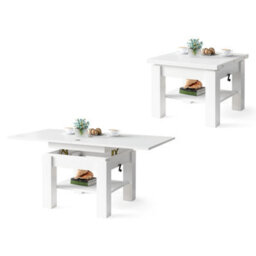 Heze Furniture Clara 2 In 1 Extending Coffee / Dining Table 75-150Cm - White - thumbnail 5