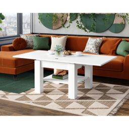 Heze Furniture Clara 2 In 1 Extending Coffee / Dining Table 75-150Cm - White - thumbnail 3