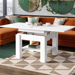 Heze Furniture Clara 2 In 1 Extending Coffee / Dining Table 75-150Cm - White - thumbnail 1