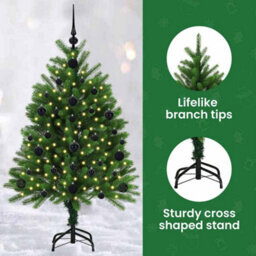 Vidaxl Christmas Tree With 150 Leds With Stand Green 120 Cm Pe - thumbnail 8