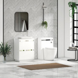 Royal Bathrooms Orion 600mm Matt White Floor Standing Plain White Countertop Vanity Unit 2 Drawer With Qubix Basin & Chrome Accent Trim - thumbnail 3