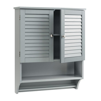 Costway Wall-Mounted Bathroom Cabinet Double Door Storage Medicine Cabinet W/ Towel Bar - image 1