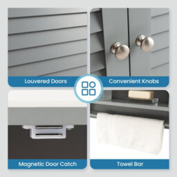 Costway Wall-Mounted Bathroom Cabinet Double Door Storage Medicine Cabinet W/ Towel Bar - thumbnail 4