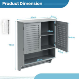 Costway Wall-Mounted Bathroom Cabinet Double Door Storage Medicine Cabinet W/ Towel Bar - thumbnail 2