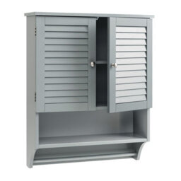Costway Wall-Mounted Bathroom Cabinet Double Door Storage Medicine Cabinet W/ Towel Bar - thumbnail 1