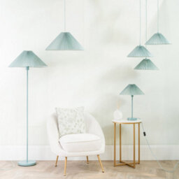 Valuelights Akira Blue Metal Floor Lamp With Pleated Lampshade - Led Bulb Included - thumbnail 6