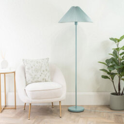 Valuelights Akira Blue Metal Floor Lamp With Pleated Lampshade - Led Bulb Included - thumbnail 4