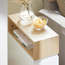 Sobuy Fbt155-Nw,slim Rolling Side Table With 2 Drawers Bedside Table With Wheels Nightstand,wood Effect,w50Xd20Xh61 - thumbnail 8