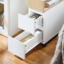 Sobuy Fbt155-Nw,slim Rolling Side Table With 2 Drawers Bedside Table With Wheels Nightstand,wood Effect,w50Xd20Xh61 - thumbnail 6