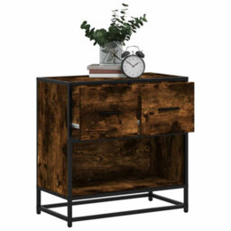 Berkfield Bedside Cabinet Smoked Oak 60X31X60 Cm Engineered Wood And Metal