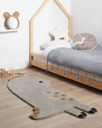 Beliani Kids Rug Dino Grey 100 X 160 Cm Wool - thumbnail 2