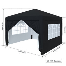 Sundaze Garden Pop Up Gazebo Party Tent Camping Marquee Canopy With 4 Sidewalls Carrying Bag Black 3X3M - thumbnail 2