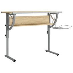 Berkfield Durable Craft Desk Sonoma Oak&grey 110X53X(58-87)Cm Engineered Wood&steel