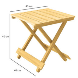 Outsunny Wooden Folding Garden Table, Folding Side Table, Nature Wood Finish - thumbnail 3