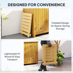 Outsunny Wooden Folding Garden Table, Folding Side Table, Nature Wood Finish - thumbnail 5