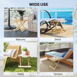 Outsunny Wooden Folding Garden Table, Folding Side Table, Nature Wood Finish - thumbnail 7