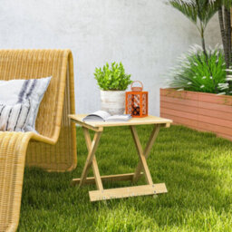 Outsunny Wooden Folding Garden Table, Folding Side Table, Nature Wood Finish - thumbnail 8