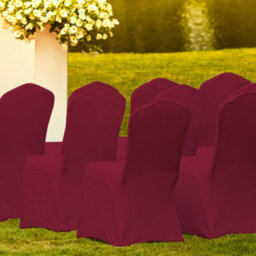 Neel Blue Front Flat Chair Cover For Wedding Decoration, Burgandy - Pack Of 1 - thumbnail 7