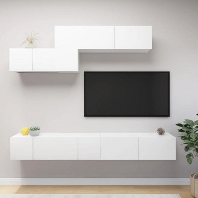 Berkfield 6 Piece Tv Cabinet Set White Engineered Wood - image 1