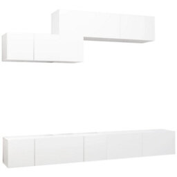 Berkfield 6 Piece Tv Cabinet Set White Engineered Wood - thumbnail 2