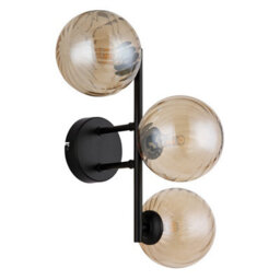 Luminosa Lighting Luminosa Conor Globe Wall Lights Matt Black Balls Amber Glass Shade 3X G9 - thumbnail 2