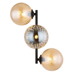 Luminosa Lighting Luminosa Conor Globe Wall Lights Matt Black Balls Amber Glass Shade 3X G9 - thumbnail 3