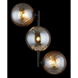 Luminosa Lighting Luminosa Conor Globe Wall Lights Matt Black Balls Amber Glass Shade 3X G9 - thumbnail 5