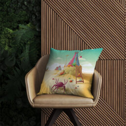Warren Reed Designer Crab On A Beach Holiday Outdoor Cushion 45Cm X 45Cm - thumbnail 2