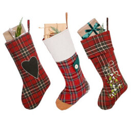 Dibor Pack Of 3 Highland Tartan Xmas Gift Decoration Christmas Stocking For Kids - thumbnail 2