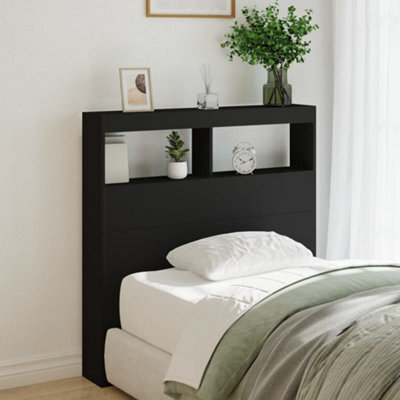 Berkfield Headboard Cabinet With Led Black 100X17X102 Cm - image 1