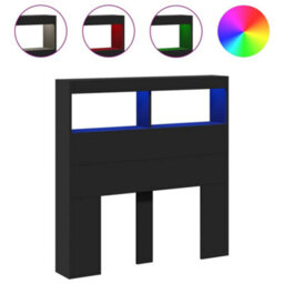 Berkfield Headboard Cabinet With Led Black 100X17X102 Cm - thumbnail 2