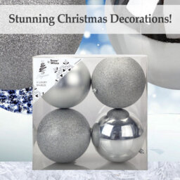 Silver Colour Christmas Baubles Pack Of 3- 12Cm - thumbnail 3