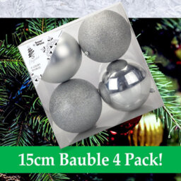 Silver Colour Christmas Baubles Pack Of 3- 12Cm - thumbnail 6