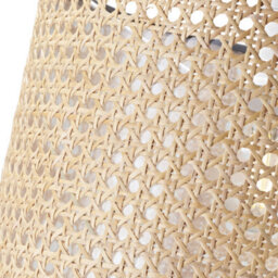 Happy Homewares Natural Wicker Rattan Drum Shaped Pendant Lamp Shade With Black Cotton Trims - thumbnail 3