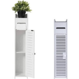 Modern Pvc Bathroom Shelf Cabinet Cupboard Bedroom Storage Unit Free Standing - thumbnail 2