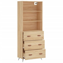 Berkfield Highboard Sonoma Oak 69.5X34X180 Cm Engineered Wood - thumbnail 4