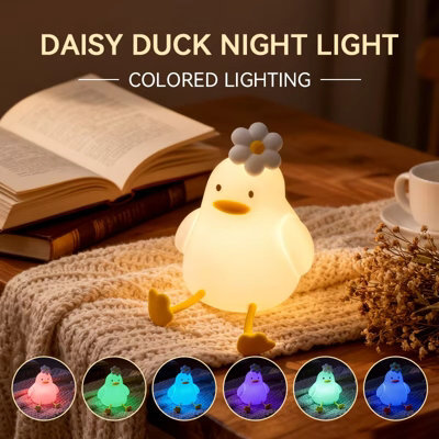 Night Light Cute Duck Led Usb Rechargeable Silicone Lamp Touch Switch Bedroom Decoration Gift - image 1